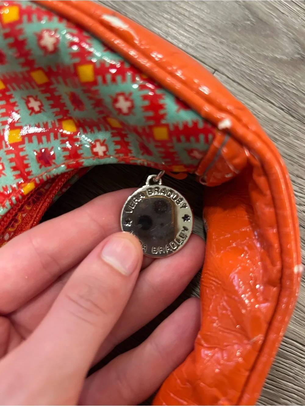 Vera Bradley Orange Patterned Women's Shoulder Bag with Bow Accent